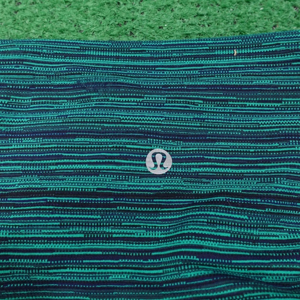 Lululemon Athletica Leggings Girls Size 2 Green Striped Knit Ankle Yoga Running‎ - Picture 5 of 7